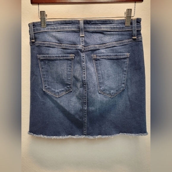 Flying Monkey Platinum High Rise Raw Hem Denim Jean Mini Skirt Size 29-in - Picture 6 of 9